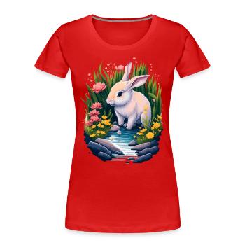 Beautiful illustration of a rabbit - Women's Premium Organic T-Shirt - red - Front - Mia (176cm)