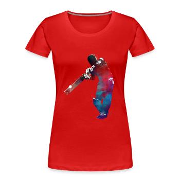 Cricket Sport Kunst #cricket - Frauen Premium Bio T-Shirt - Rot - Vorne - Mia (176cm)