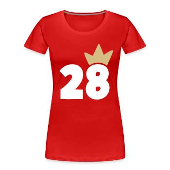 28 Krone Nummer 28 - Frauen Premium Bio T-Shirt - Rot - Vorne - Mia (176cm)