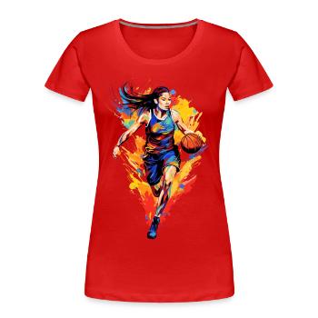 Basket-ball féminin Basketteur - T-shirt bio Premium Femme - rouge - Devant - Mia (176cm)