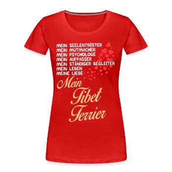 Tibet-Terrier - Mein - Frauen Premium Bio T-Shirt - Rot - Vorne - Mia (176cm)