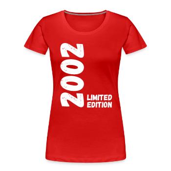 2002 Anniversaire en édition limitée - T-shirt bio Premium Femme - rouge - Devant - Mia (176cm)