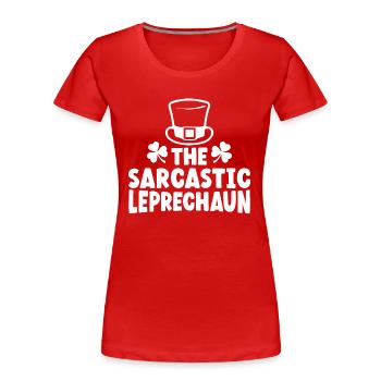 Der sarkastische Kobold - Frauen Premium Bio T-Shirt - Rot - Vorne - Mia (176cm)
