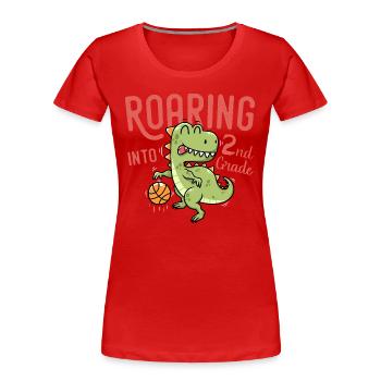 Brüllen in den Dinosaurier-Basketball der 2. Klasse - Frauen Premium Bio T-Shirt - Rot - Vorne - Mia (176cm)