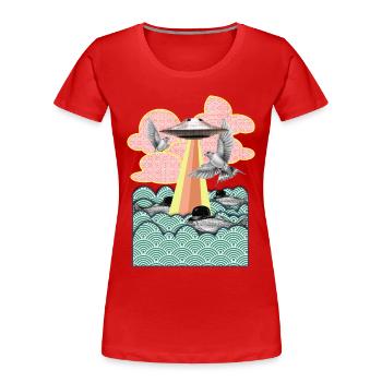 Flamingo - Frauen Premium Bio T-Shirt - Rot - Vorne - Mia (176cm)