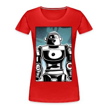 Robot Comic Future Cyborg Machine Technology - T-shirt bio Premium Femme - rouge - Devant - Mia (176cm)