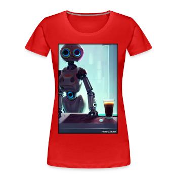 Robot Coffee Future Science Machine - T-shirt bio Premium Femme - rouge - Devant - Mia (176cm)