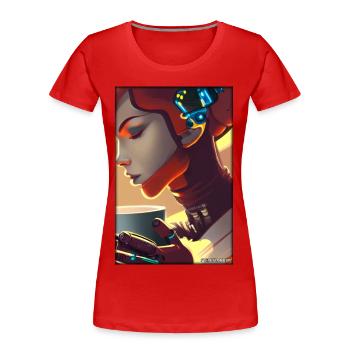 Robot Coffee Future Science Machine - T-shirt bio Premium Femme - rouge - Devant - Mia (176cm)