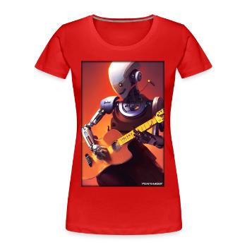 Robot Guitare Guitariste Future Musicien - T-shirt bio Premium Femme - rouge - Devant - Mia (176cm)