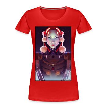 Robots Noël Future Technology Science - T-shirt bio Premium Femme - rouge - Devant - Mia (176cm)