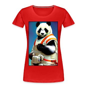 Panda Bear Panda Astronaut Future Sci-Fi Technology - T-shirt bio Premium Femme - rouge - Devant - Mia (176cm)