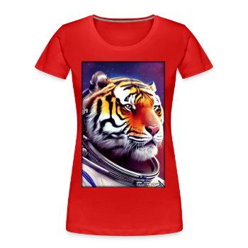 Tiger Big Cat Astronaut Future Sci-Fi Technology - T-shirt bio Premium Femme - rouge - Devant - Mia (176cm)