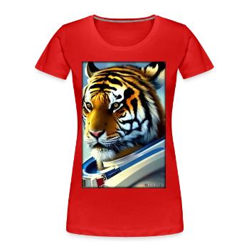 Tiger Big Cat Astronaut Future Sci-Fi Technology - T-shirt bio Premium Femme - rouge - Devant - Mia (176cm)
