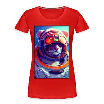 Tiger Big Cat Astronaut Future Sci-Fi Technology - T-shirt bio Premium Femme - rouge - Devant - Mia (176cm)