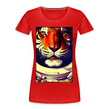 Tiger Big Cat Astronaut Future Sci-Fi Technology - T-shirt bio Premium Femme - rouge - Devant - Mia (176cm)