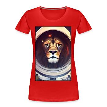 Leo Big Cat Astronaut Future Sci-Fi Technology - T-shirt bio Premium Femme - rouge - Devant - Mia (176cm)