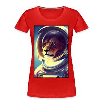 Leo Big Cat Astronaut Future Sci-Fi Technology - T-shirt bio Premium Femme - rouge - Devant - Mia (176cm)