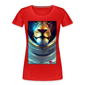 Leo Big Cat Astronaut Future Sci-Fi Technology - T-shirt bio Premium Femme - rouge - Devant - Mia (176cm)