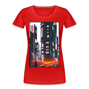 Tokyo City City Cyber Punk Future Sci-Fi Asia - Women's Premium Organic T-Shirt - red - Front - Mia (176cm)