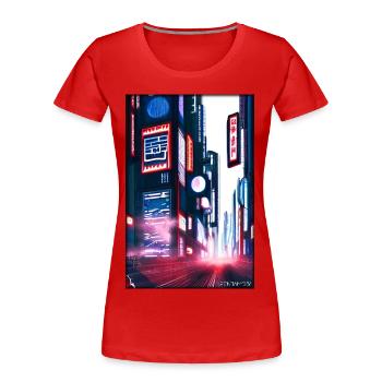 Tokyo City City Cyber Punk Future Sci-Fi Asia - Women's Premium Organic T-Shirt - red - Front - Mia (176cm)