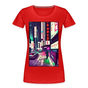 Tokyo City City Cyber Punk Future Sci-Fi Asia - Women's Premium Organic T-Shirt - red - Front - Mia (176cm)