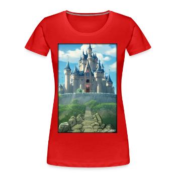Schloss Burg Festung Architektur Landschaft - Frauen Premium Bio T-Shirt - Rot - Vorne - Mia (176cm)