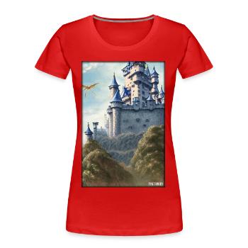 Schloss Burg Festung Architektur Landschaft - Frauen Premium Bio T-Shirt - Rot - Vorne - Mia (176cm)