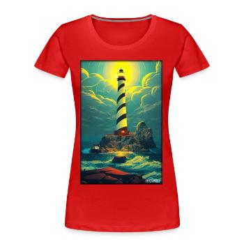 lighthouse sea light North Sea Baltic Sea holiday beach - Women's Premium Organic T-Shirt - red - Front - Mia (176cm)