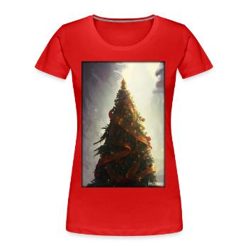 Weinachten Weihnachtsbaum weihnachtlich Winter - Frauen Premium Bio T-Shirt - Rot - Vorne - Mia (176cm)