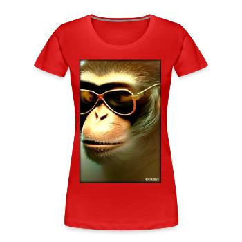 Affe Sonnenbrille Wildtier Affenkopf Tierwelt Zoo - Frauen Premium Bio T-Shirt - Rot - Vorne - Mia (176cm)