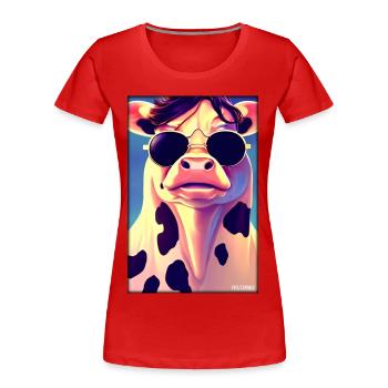 Kuh Sonnenbrille Tierwelt Bauernhof Milchkuh - Frauen Premium Bio T-Shirt - Rot - Vorne - Mia (176cm)