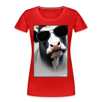Kuh Sonnenbrille Tierwelt Bauernhof Milchkuh - Frauen Premium Bio T-Shirt - Rot - Vorne - Mia (176cm)