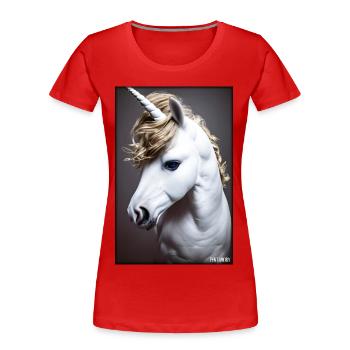 Einhorn Regenbogen Magie Märchen Fabeltier - Frauen Premium Bio T-Shirt - Rot - Vorne - Mia (176cm)