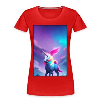 Einhorn Regenbogen Magie Märchen Fabeltier - Frauen Premium Bio T-Shirt - Rot - Vorne - Mia (176cm)