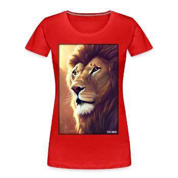 Lion Big Cat Animal sauvage Tête de lion Lion’s Mane Animal - T-shirt bio Premium Femme - rouge - Devant - Mia (176cm)