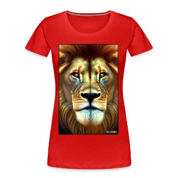 Lion Big Cat Animal sauvage Tête de lion Lion’s Mane Animal - T-shirt bio Premium Femme - rouge - Devant - Mia (176cm)