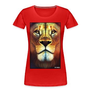 Lion Big Cat Animal sauvage Tête de lion Lion’s Mane Animal - T-shirt bio Premium Femme - rouge - Devant - Mia (176cm)