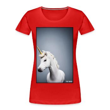 Einhorn Regenbogen Magie Märchen Fabeltier - Frauen Premium Bio T-Shirt - Rot - Vorne - Mia (176cm)