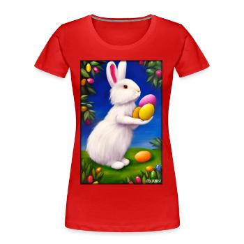 Hase Osterhase Ostern Haustier Osterfest Feiertag - Frauen Premium Bio T-Shirt - Rot - Vorne - Mia (176cm)