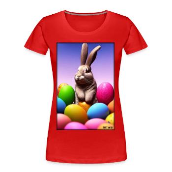 Hase Osterhase Ostern Haustier Osterfest Feiertag - Frauen Premium Bio T-Shirt - Rot - Vorne - Mia (176cm)