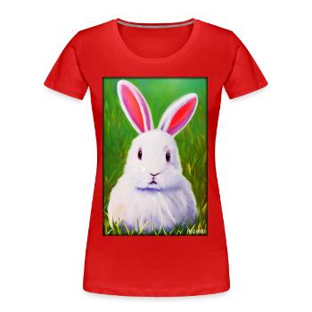Hase Osterhase Ostern Haustier Osterfest Feiertag - Frauen Premium Bio T-Shirt - Rot - Vorne - Mia (176cm)