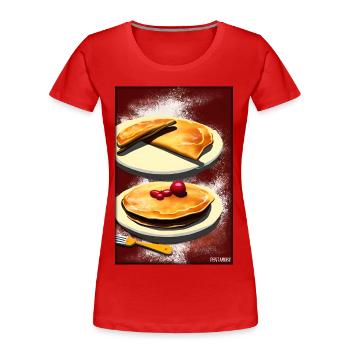 Pfannkuchen Frühstück Lecker Essen Backen Speise - Frauen Premium Bio T-Shirt - Rot - Vorne - Mia (176cm)