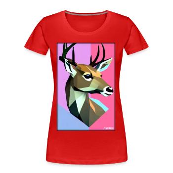 Reh Polygon Wildtier Wildnis Wald Natur Geweih - Frauen Premium Bio T-Shirt - Rot - Vorne - Mia (176cm)