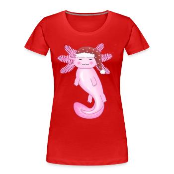 Süßer Weihnachts-Axolotl - Frauen Premium Bio T-Shirt - Rot - Vorne - Mia (176cm)