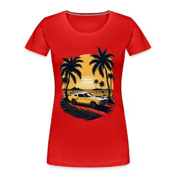 Golden Sunset Illuminates the Tranquil Beach - Women's Premium Organic T-Shirt - red - Front - Mia (176cm)
