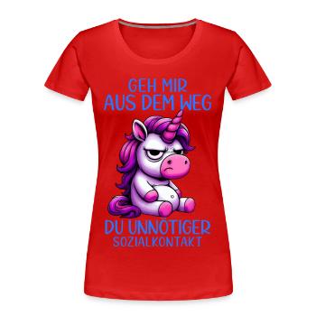 Écarte-toi de mon chemin, contact social inutile - T-shirt bio Premium Femme - rouge - Devant - Mia (176cm)