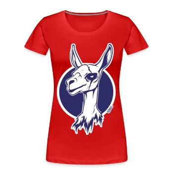 Purple Circle Llama Icon - Women's Premium Organic T-Shirt - red - Front - Mia (176cm)