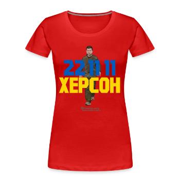 Kherson 22 11 11 Selenskyj Ukraine - Frauen Premium Bio T-Shirt - Rot - Vorne - Mia (176cm)