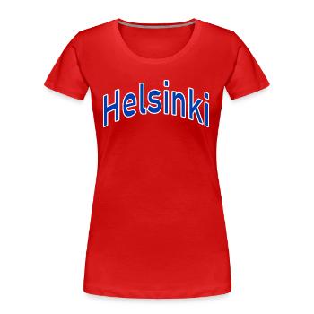 Helsinki - Frauen Premium Bio T-Shirt - Rot - Vorne - Mia (176cm)