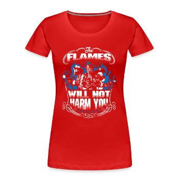 Flames Fire Department Pompier Pompier Femme - T-shirt bio Premium Femme - rouge - Devant - Mia (176cm)